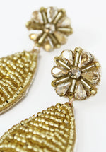Gold Teardrop Beaded Earrings