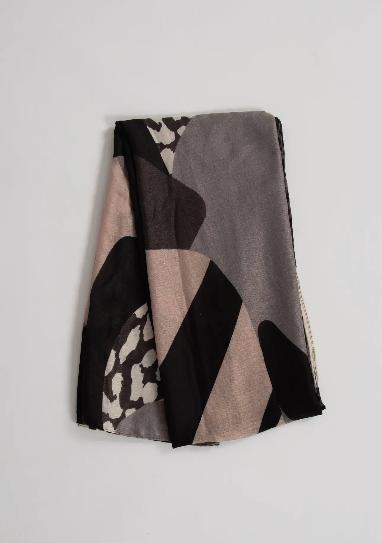 Cara Lightweight Scarf - Grey, Animal Colour Block