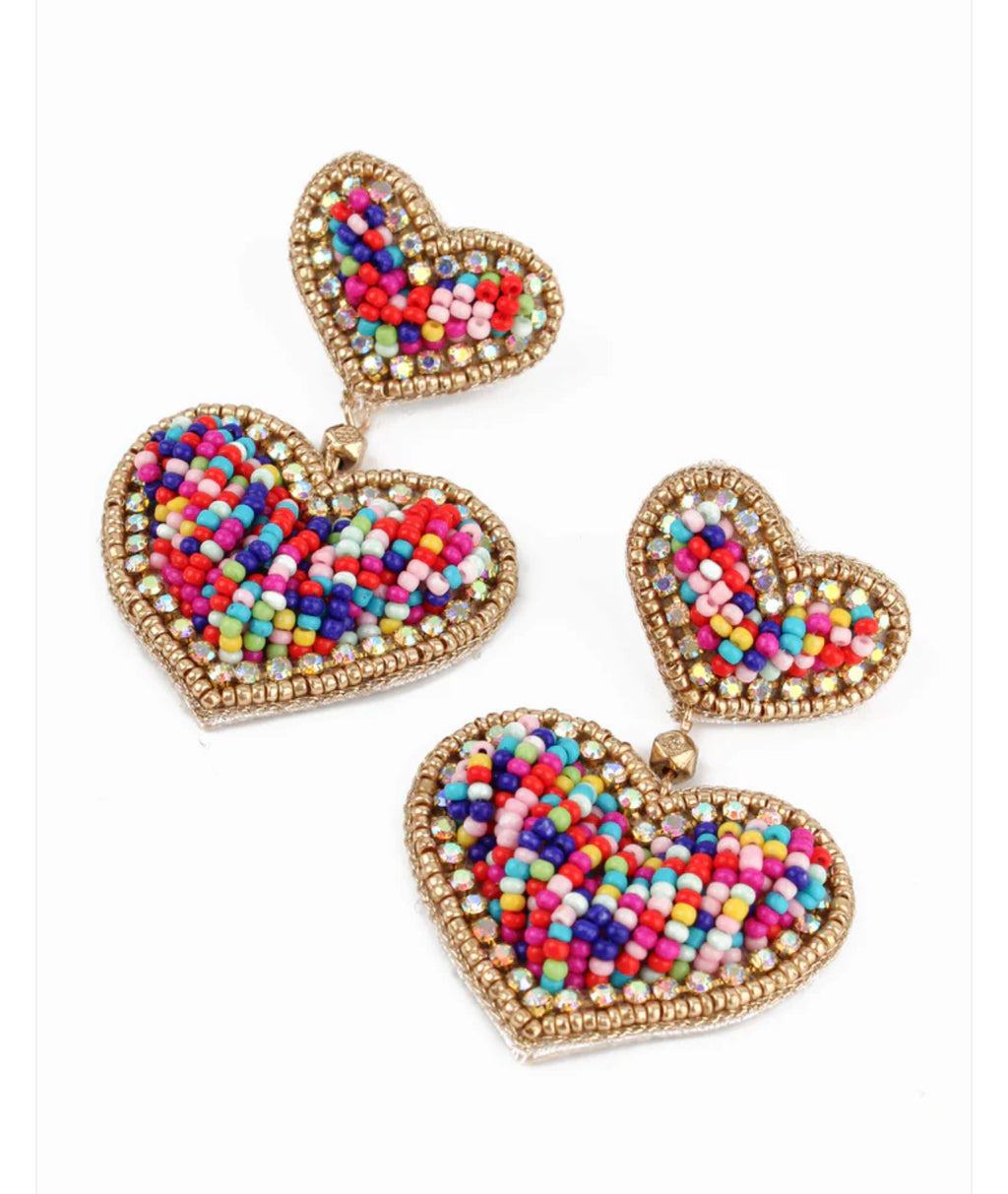 RAINBOW CONFETTI HEART EARRINGS