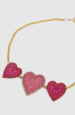 TRIPLE BEADED HEART NECKLACE NEC0618