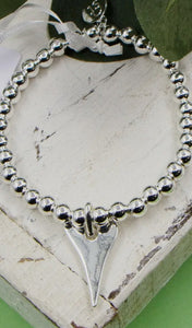 Contemporary Heart Charm On Stretchy Beaded Bracelet