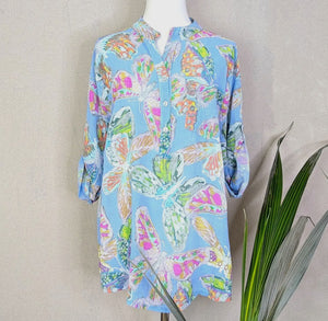 Butterfly Fusion Cotton Half
Button Down Shirt
