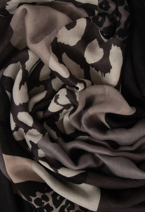 Cara Lightweight Scarf - Grey, Animal Colour Block