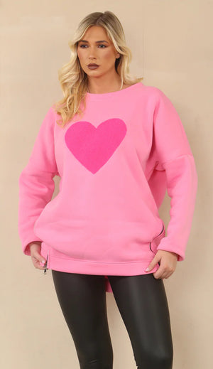 HEART ZIP DETAIL SWEAT SHIRT