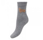 Grey Wool Blend Socks with Fluffy Sheep WS487