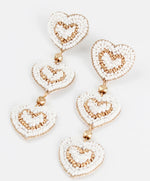 Triple White Heart Earrings