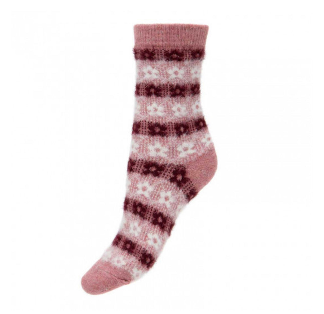 Pink and Cream Wool Blend Socks WS446