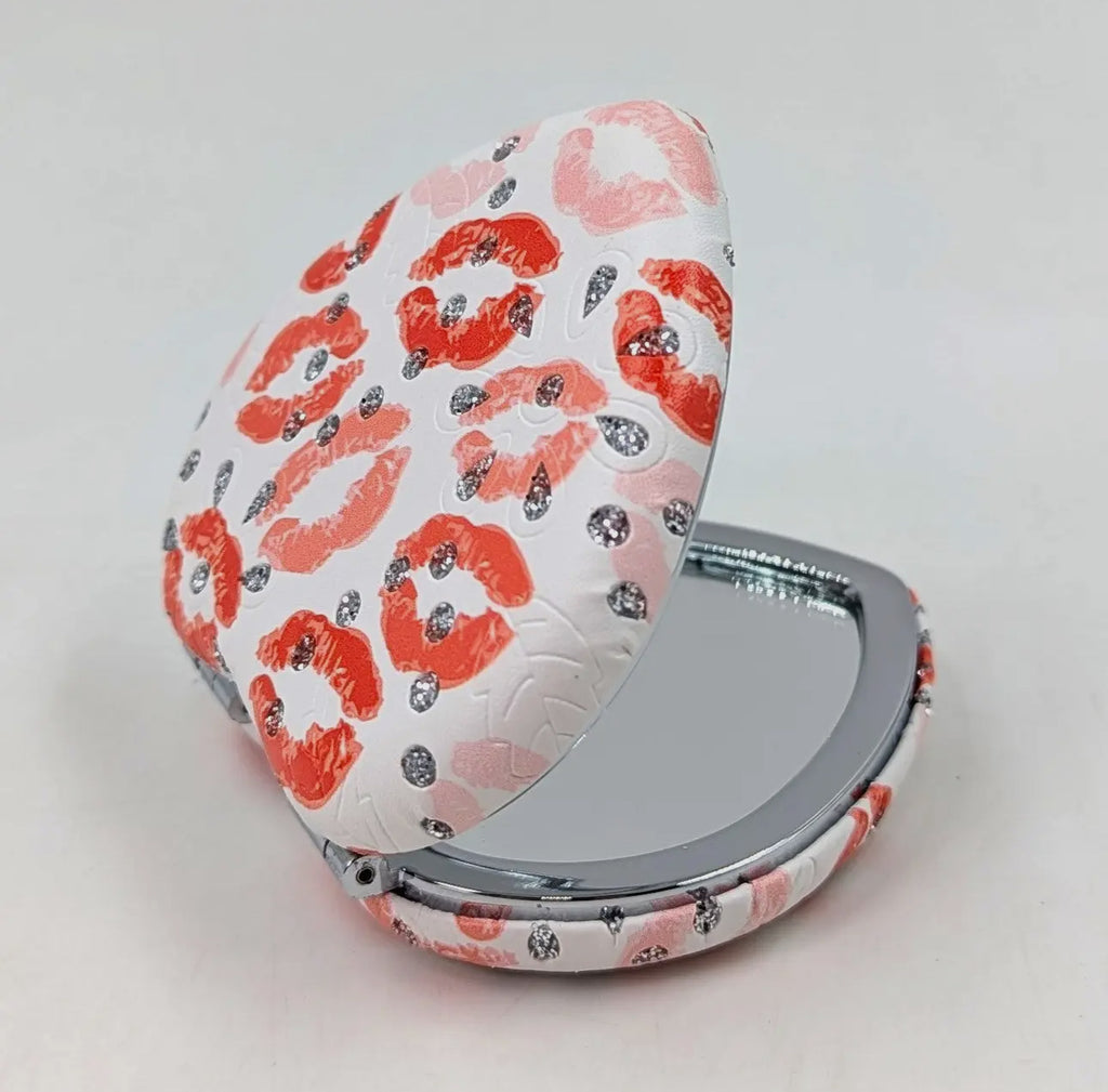 Lipstick Lips Heart Shaped
Compact Mirror with Embedded Crystals