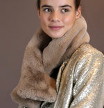 Taupe faux fur pull through scarf