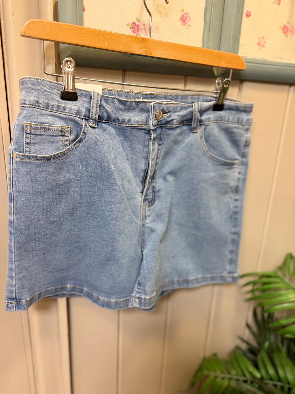 Washed Denim Shorts