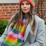 Rainbow mix classic knit colour block stripe scarf 52856