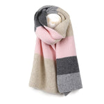 Pink, grey, natural mix recycled blend stripe scarf 52986