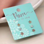 Triple heart rose gold silver and crystal earring set 3226