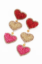 MULTI HEART TRIPLE DROP EARRINGS EAR1464
