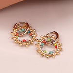 Rose gold mixed bead sunburst earrings