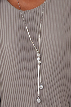 PLEATED LONG SLEEVE NECKLACE TOP