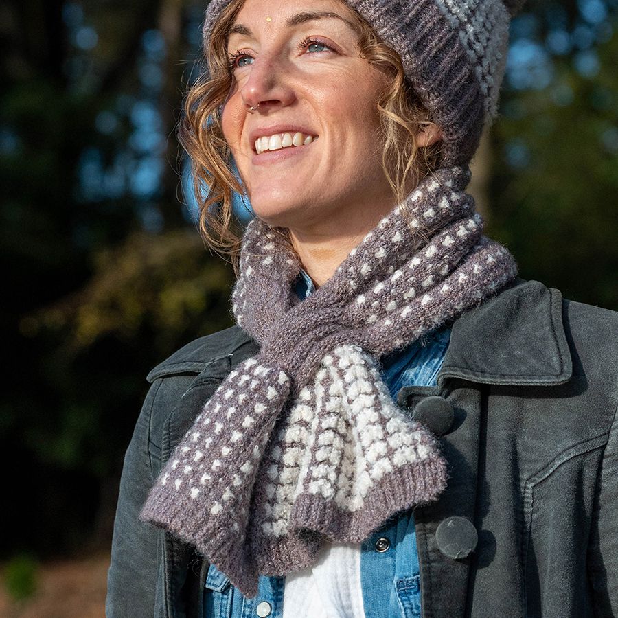 Heart knit recycled pull through scarf