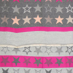 Pink and grey mix reversible star stripe scarf