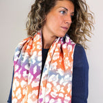 Pastel ombre reversible animal print scarf