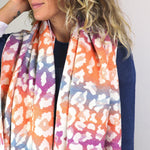 Pastel ombre reversible animal print scarf