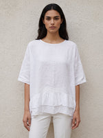 Linen Oversize Silk Frill Top