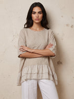 Linen Oversize Silk Frill Top