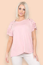 Silver Stud Frill Sleeve Top