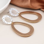 Silver plated and faux gold small and large hammered shape earrings 4207