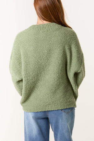SOFT KNIT FLOWER HIGH CREW NECK JUMPER