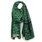 Green and black mix animal print scarf