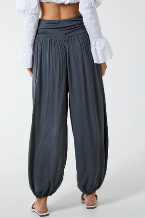 CHARCOAL HAREM JERSEY WAISTBAND TROUSERS