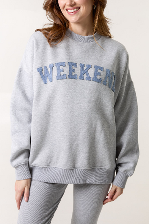 WEEKEND' DENIM APPLIQUE SWEATSHIRT