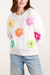 KNITTED FLOWERS CREW NECK JUMPER