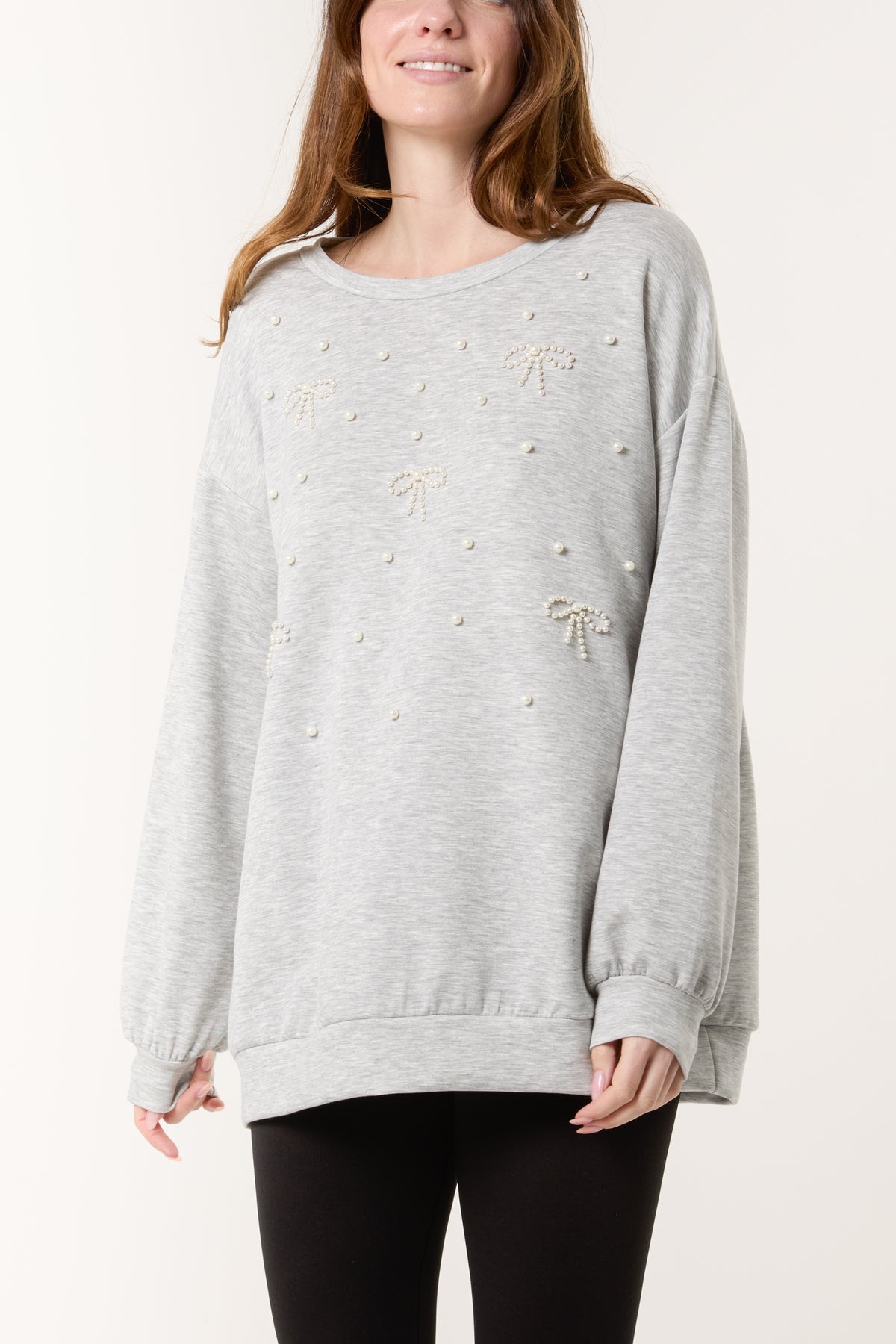 PEARL BOWS SOFT TOUCH SWEATSHIRT