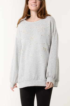 PEARL BOWS SOFT TOUCH SWEATSHIRT