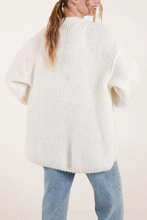 EMBROIDERED FRUIT KNIT CARDIGAN