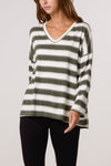 V-NECK WOOL BLEND STRIPED JUMPER