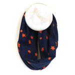 Navy and orange star print multiway cotton snood