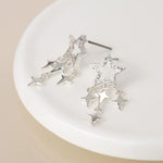 Silver plated crystal star and star drops earrings
