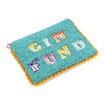 Small aqua beaded gin fund pom-pom purse