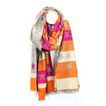 Pink and orange mix reversible star and stripe scarf