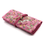 Pink velvet vintage floral embellished jewellery roll