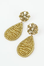 Gold Teardrop Beaded Earrings