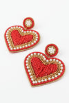 Red and Gold Heart Earrings