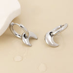 Dream stainless steel platinum plated chunky crescent moon hoop earrings