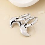 Dream stainless steel platinum plated chunky crescent moon hoop earrings