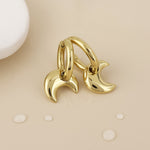 Dream stainless steel gold plated chunky crescent moon hoop earrings
