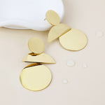 Selene stainless steel gold plated triple mirror shape earrings