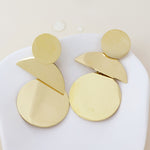 Selene stainless steel gold plated triple mirror shape earrings