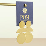Selene stainless steel gold plated triple mirror shape earrings